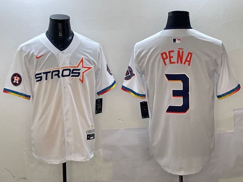 Men Houston Astros #3 Pena White Fourth generation Joint Name 2025 Nike MLB Jersey style 3->houston astros->MLB Jersey